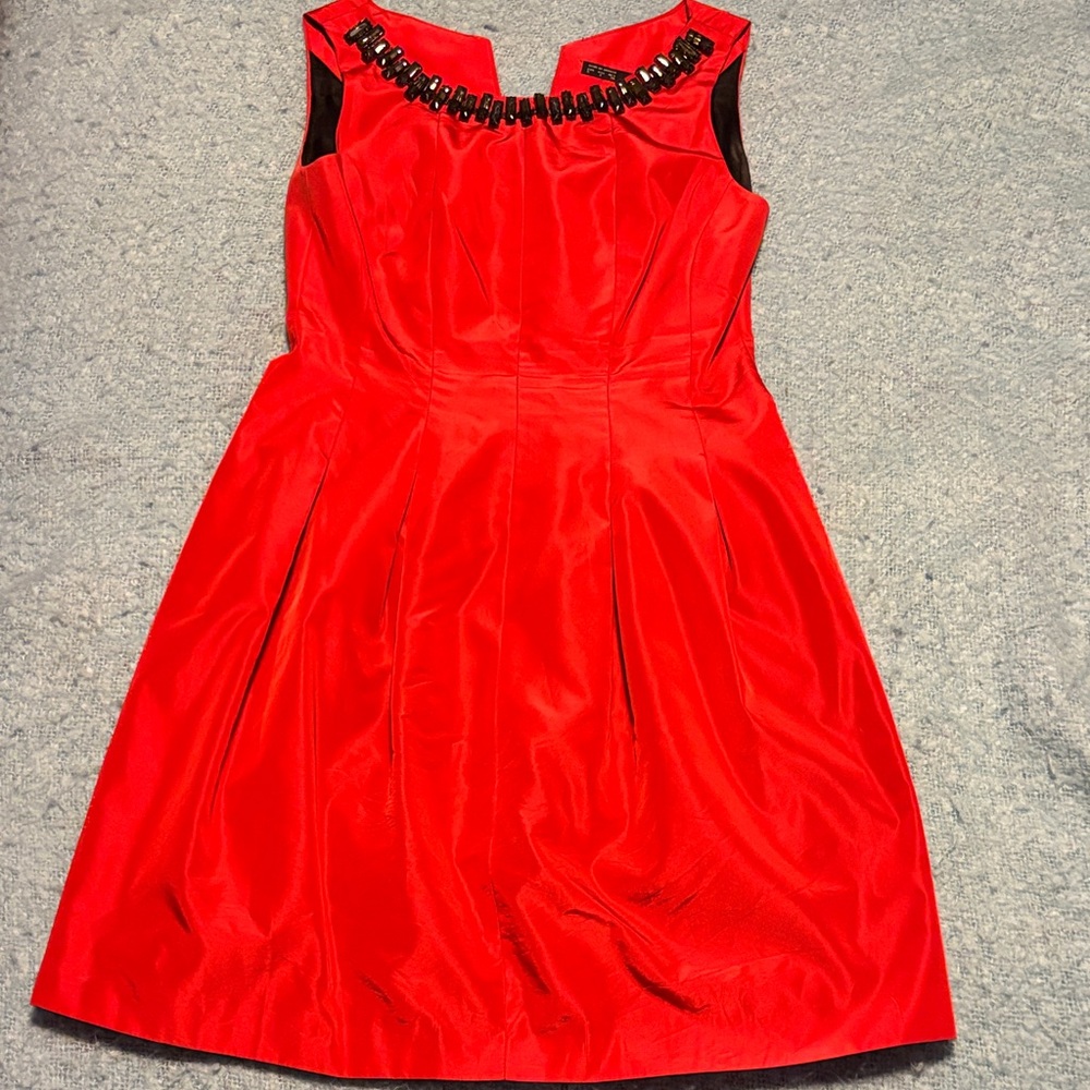 Zara Red Sleeveless Dress with Black Accents